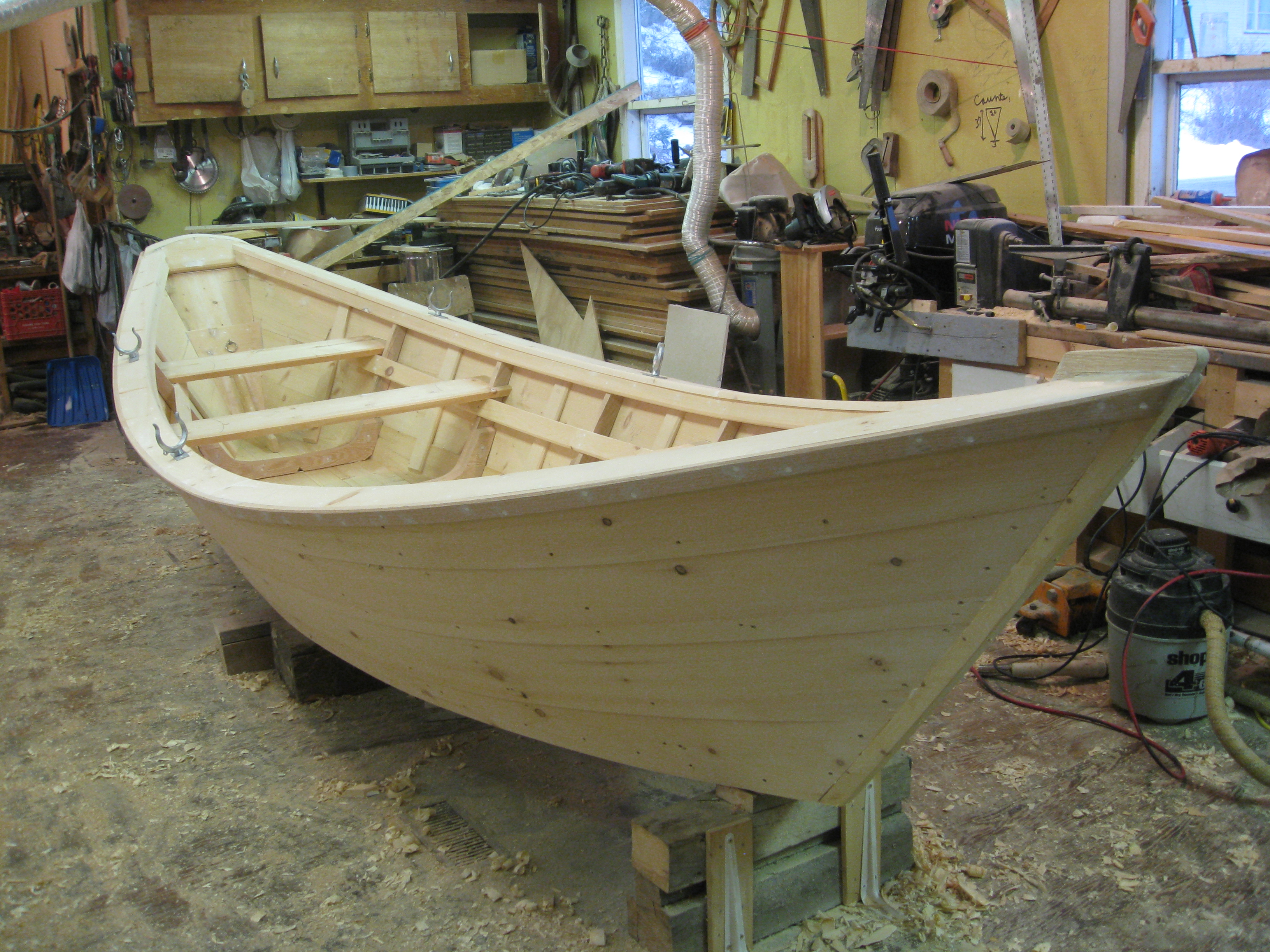 Interior framing of the dory during the build